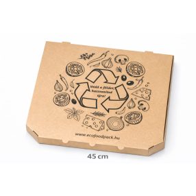   Pizzás doboz - 45 cm barna nyomtatott - 4 cm magas - erősített