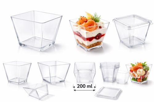 Desszeretes szögletes/Finger food tálka 200 ml