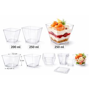 Desszeretes szögletes/Finger food tálka 250 ml