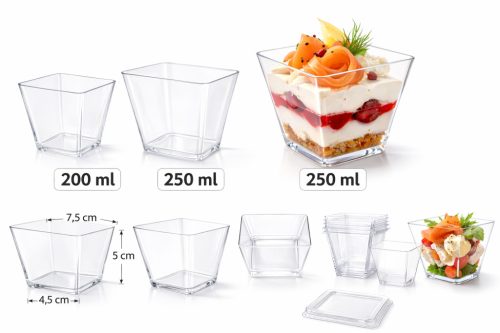 Desszeretes szögletes/Finger food tálka 250 ml