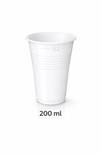 Műanyag pohár - 200 ml - fehér